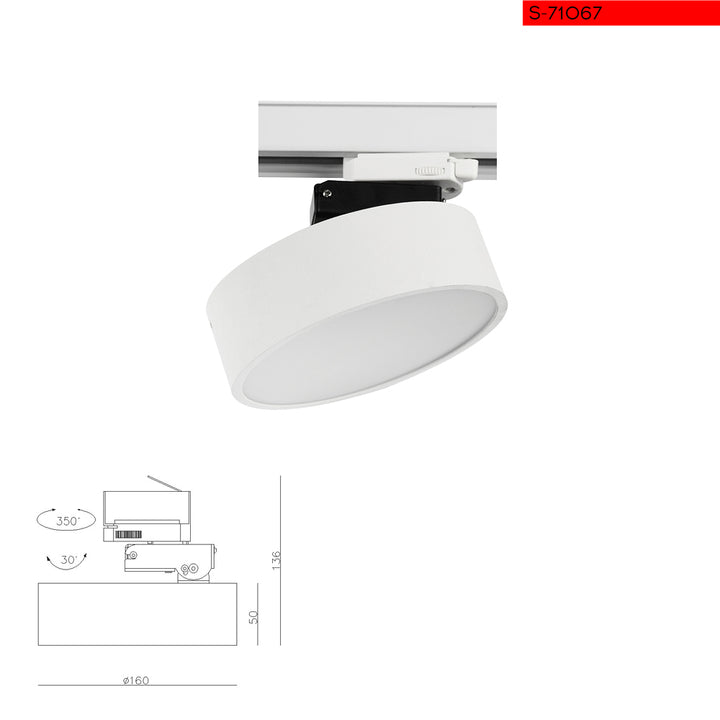 Single-phase track lighting 25W 3000K