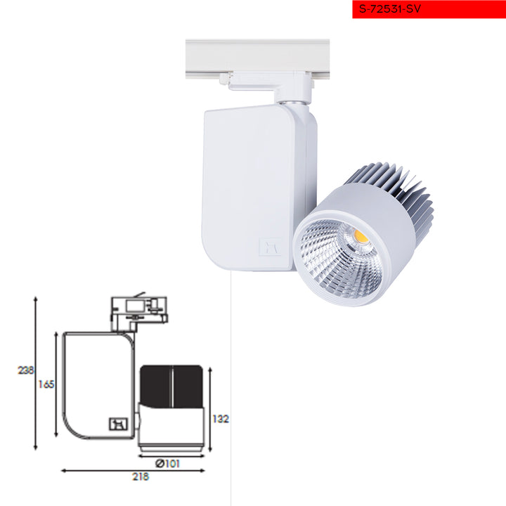 Lighting for a three-phase track 40W 3000K