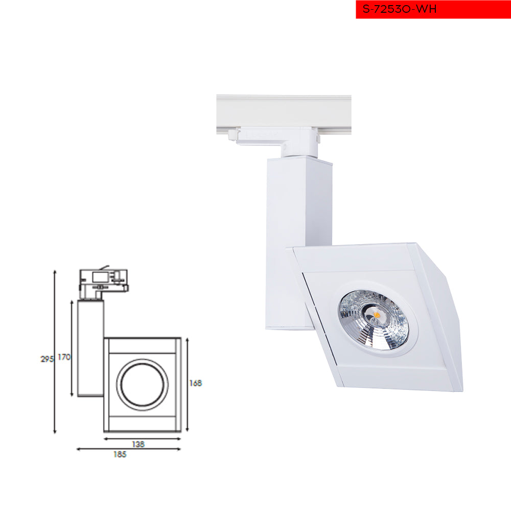 Lighting for a three-phase track 15W 3000K