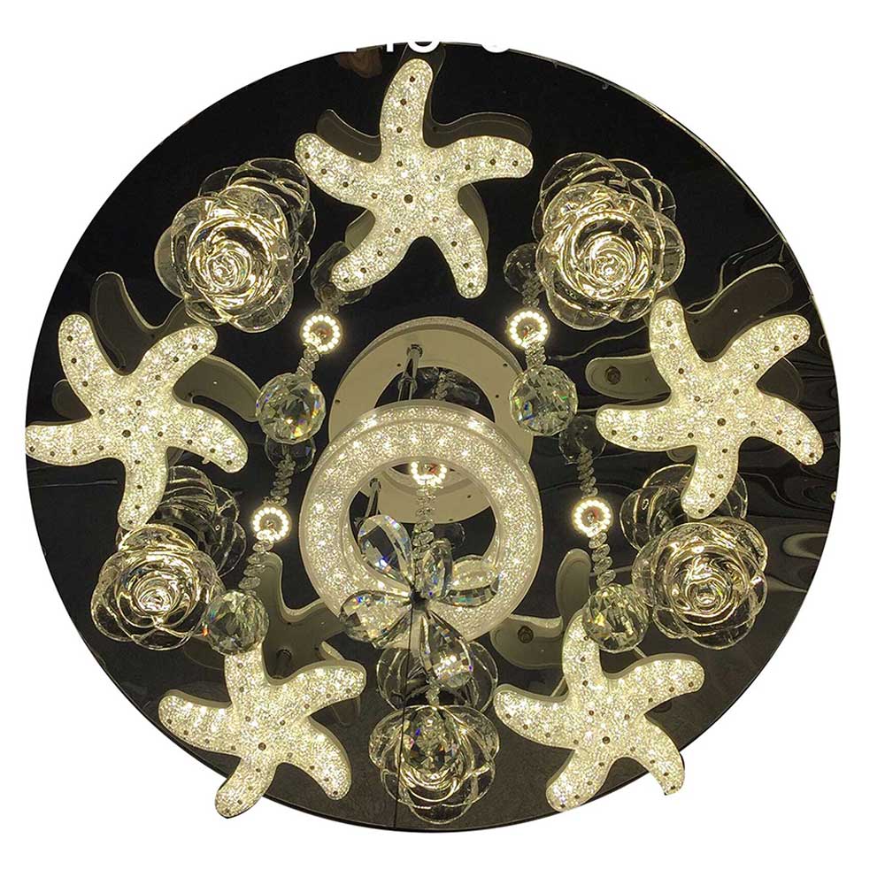 Crystal ceiling mounted lamp